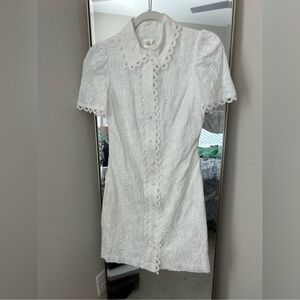 Eliza J White Lace Short Sleeve Blouse